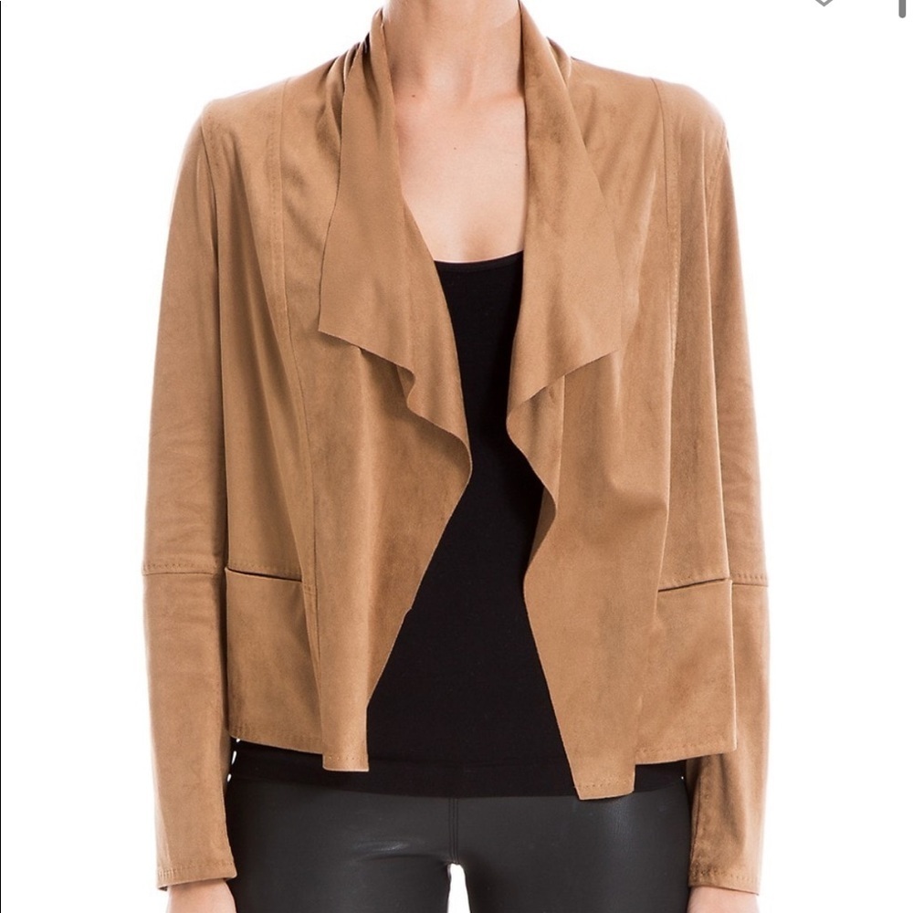 Max Studio Faux Suede Open Front Jacket